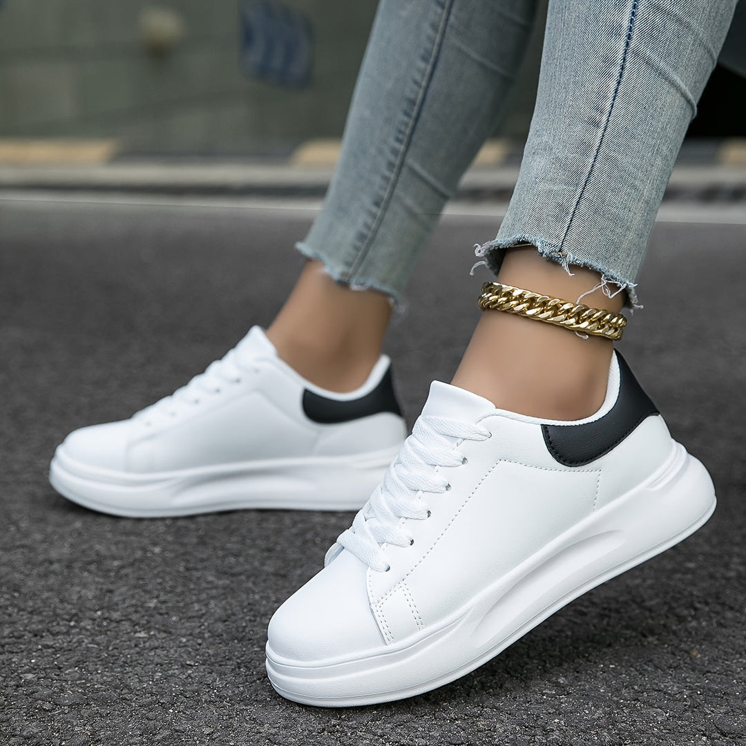 Women's Clean White Leather Sneakers