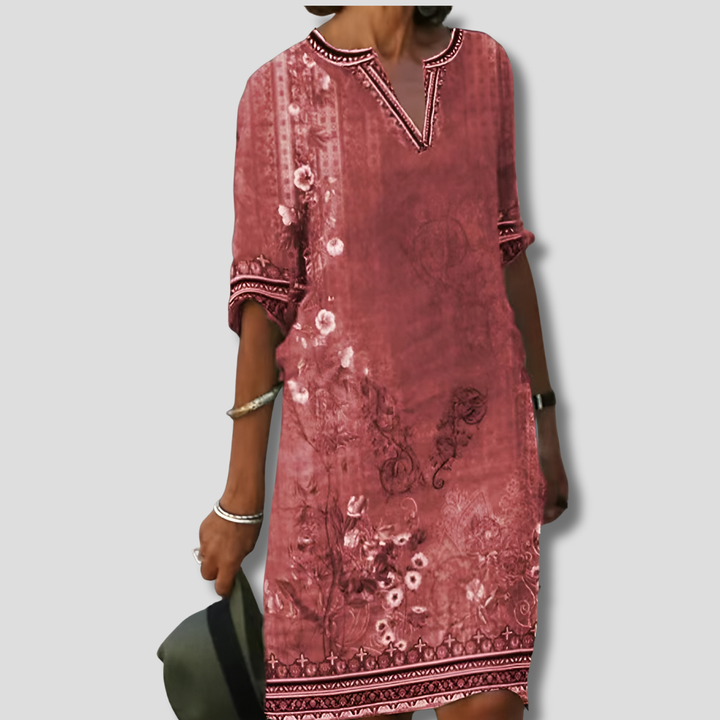 Effortlessly and Comfortable Boho Floral Ruffle Dress