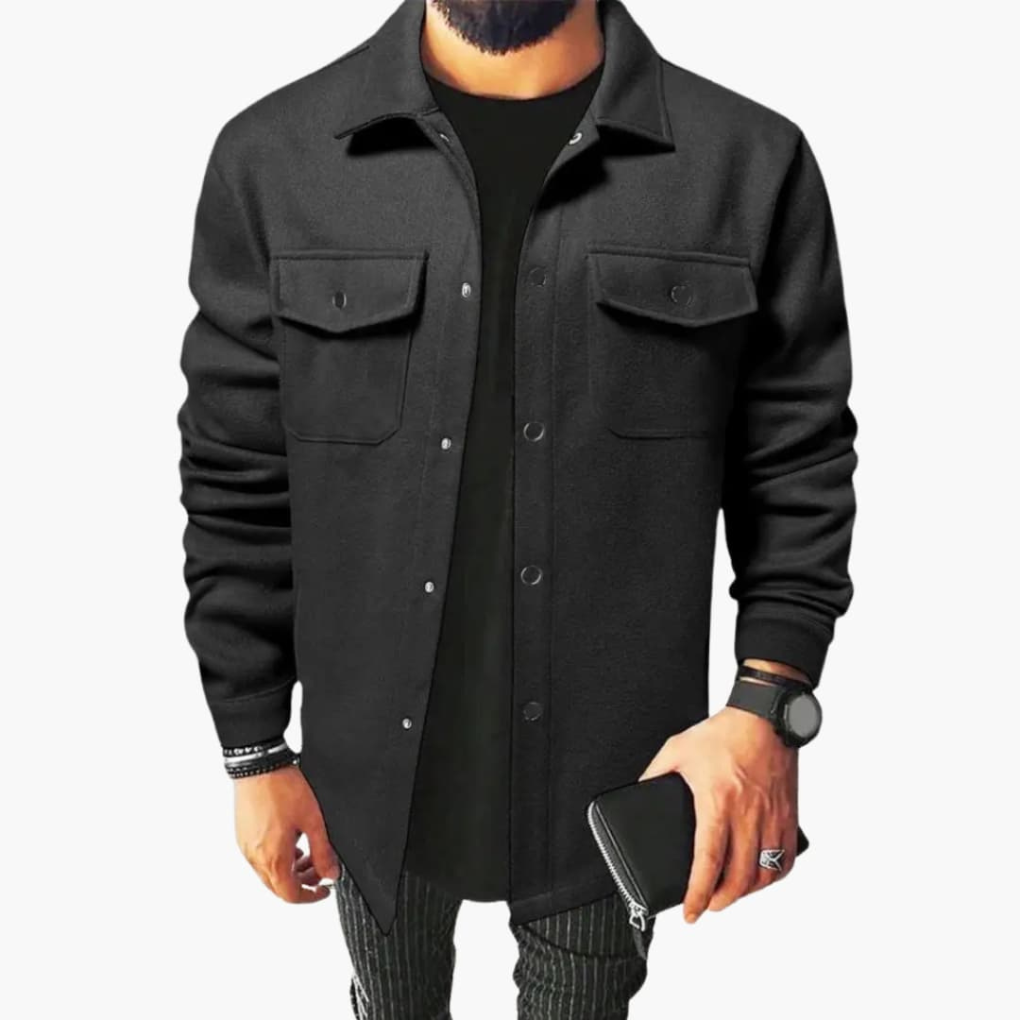 Men's Shirt Jacket with Button Placket