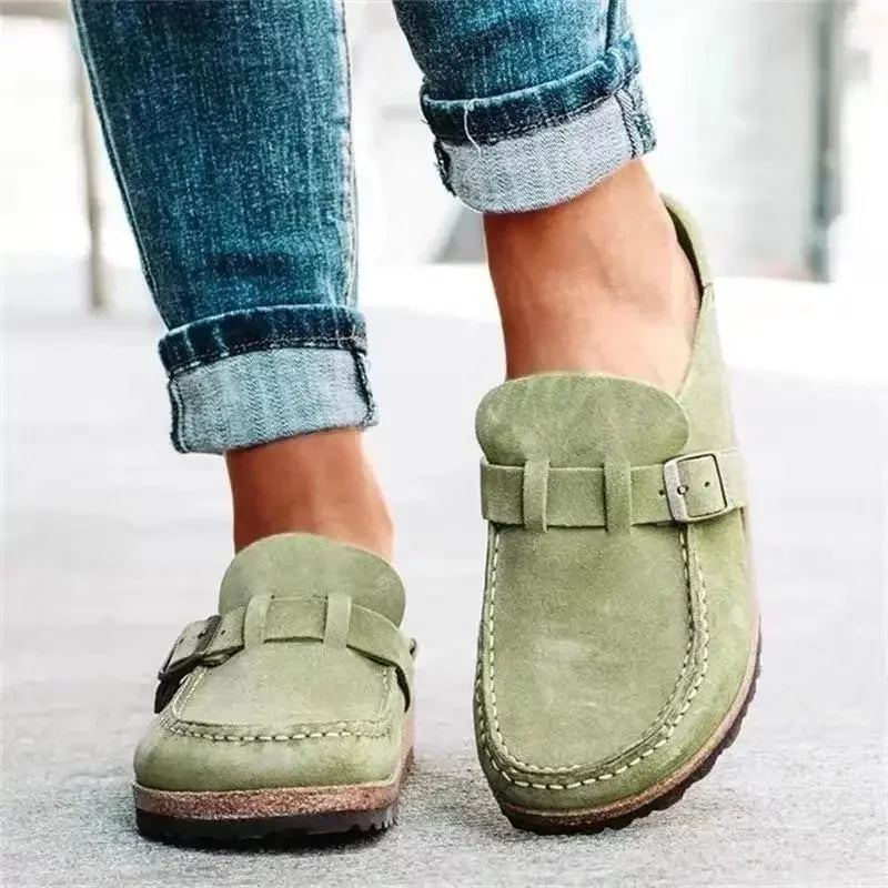 Women’s Retro Buckle Flat Mules
