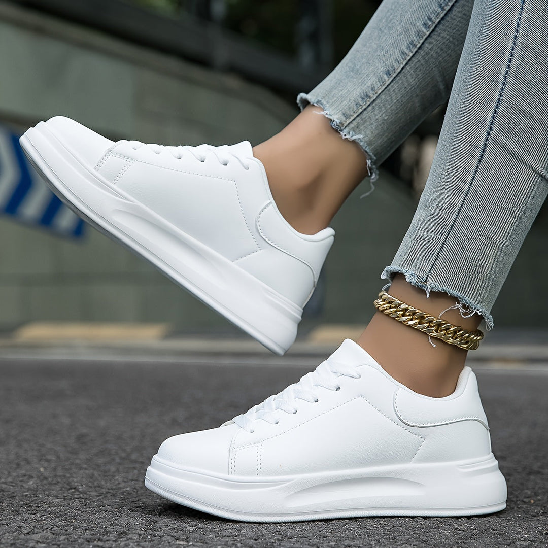 Women's Clean White Leather Sneakers