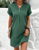 Breezy Casual V-Neck Button Dress