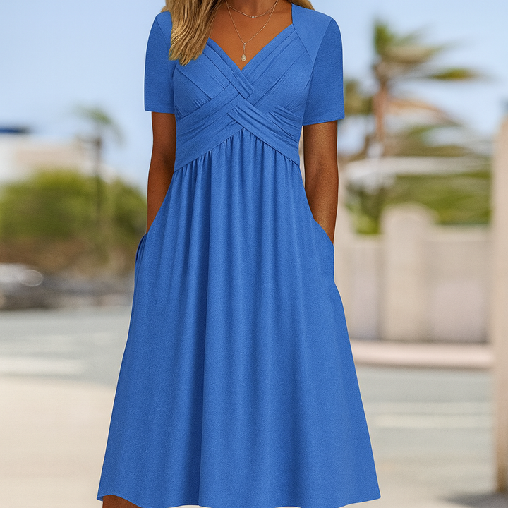 Crossed Short-Sleeve Dress