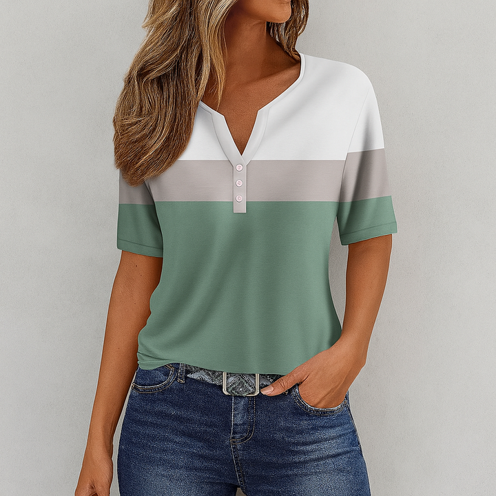 Soft Striped V Neck T Shirt