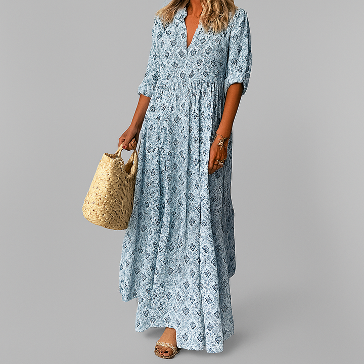 Women’s Vintage Print Lightweight Cotton Maxi Dress