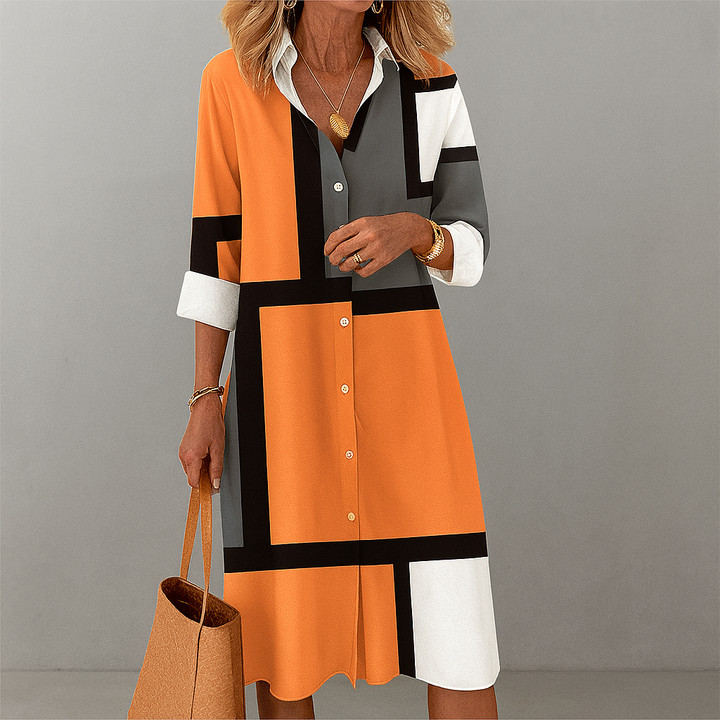 Women’s Geometric Pattern Shirt Dress