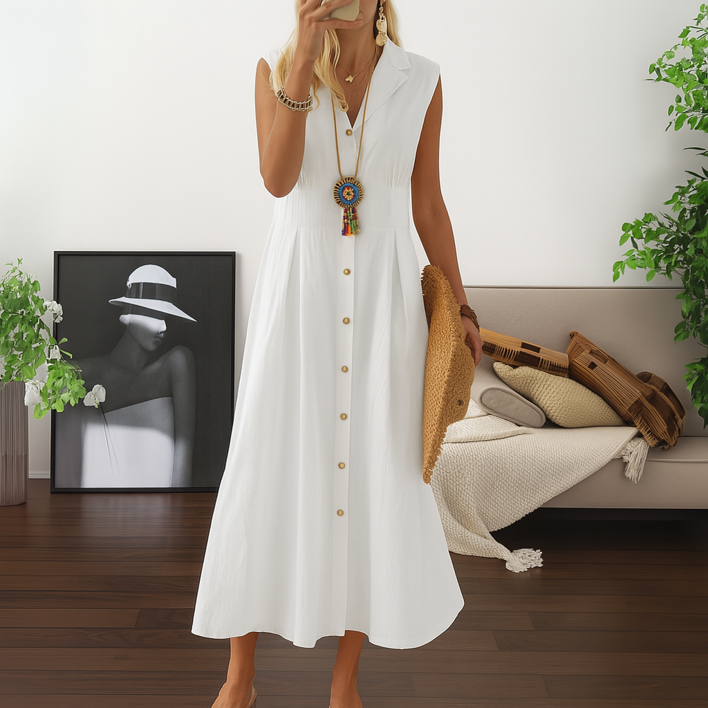 Flowy A Line Button Down Maxi Dress