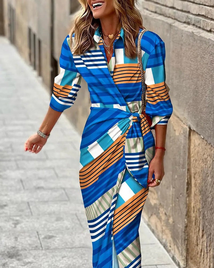 Summer Wrap Dress with Collar