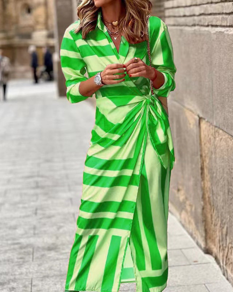 Summer Wrap Dress with Collar