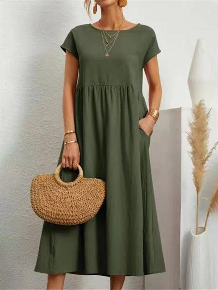 Vintage Cotton O-Neck Dress