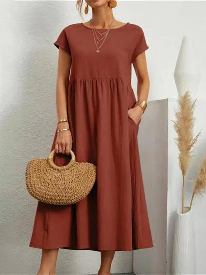 Vintage Cotton O-Neck Dress