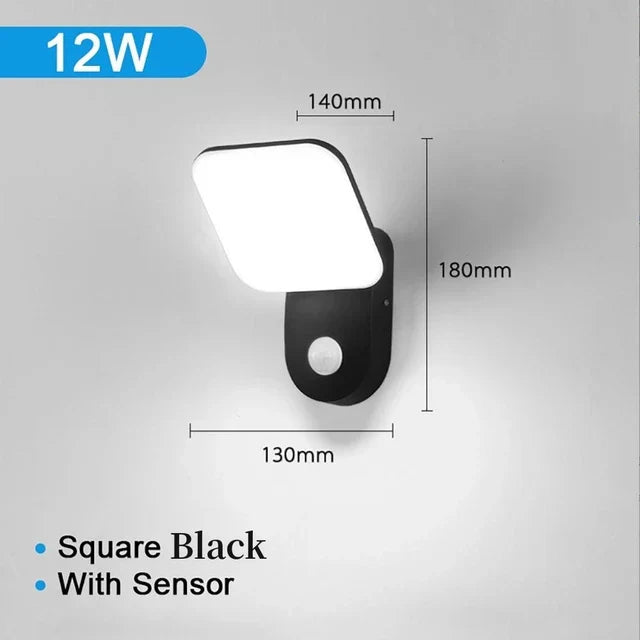 Waterproof Outdoor Wall Light with PIR Motion Sensor (12W) – Smart Illumination for Enhanced Security